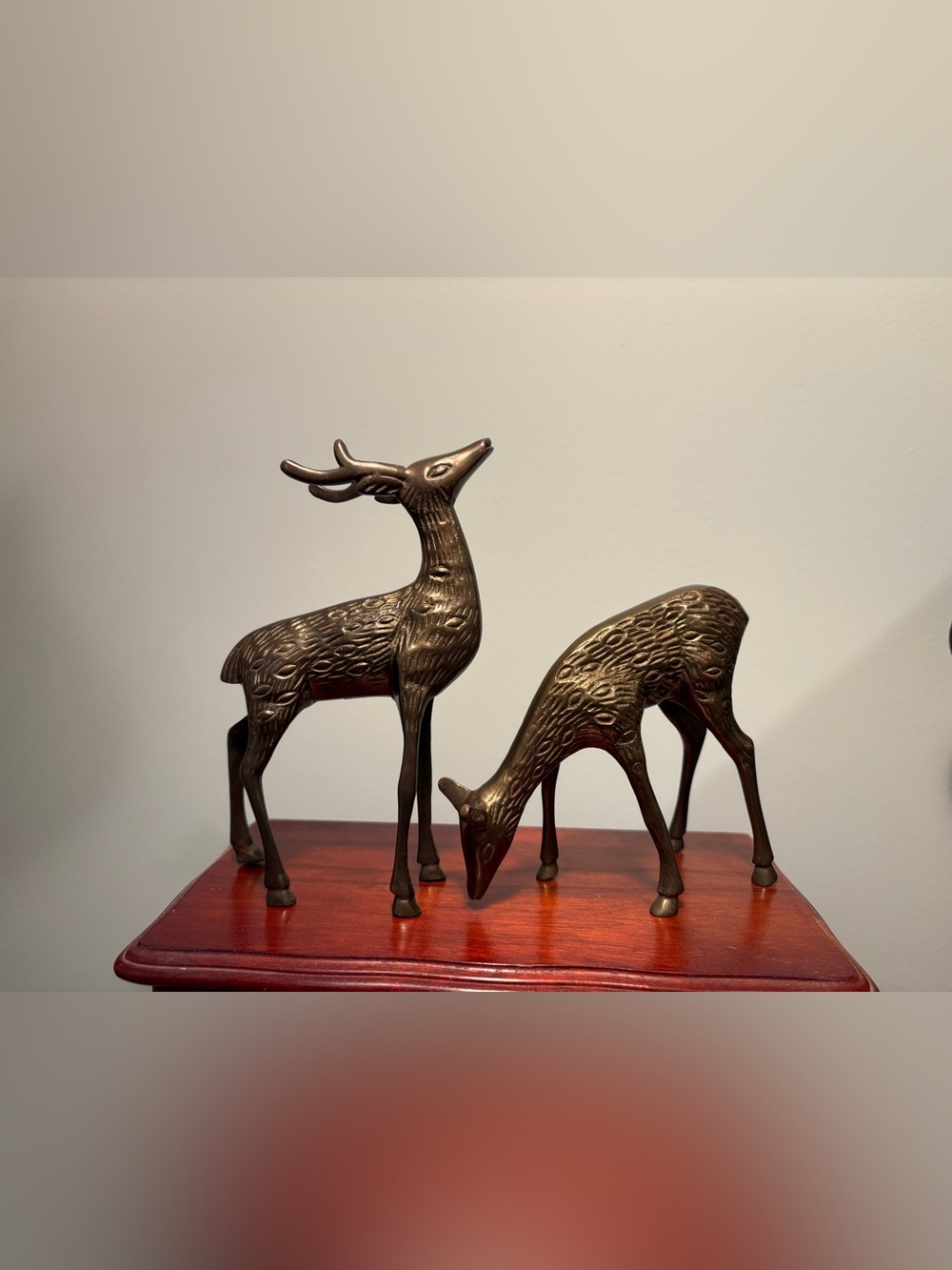 Vintage Brass Deer Pair